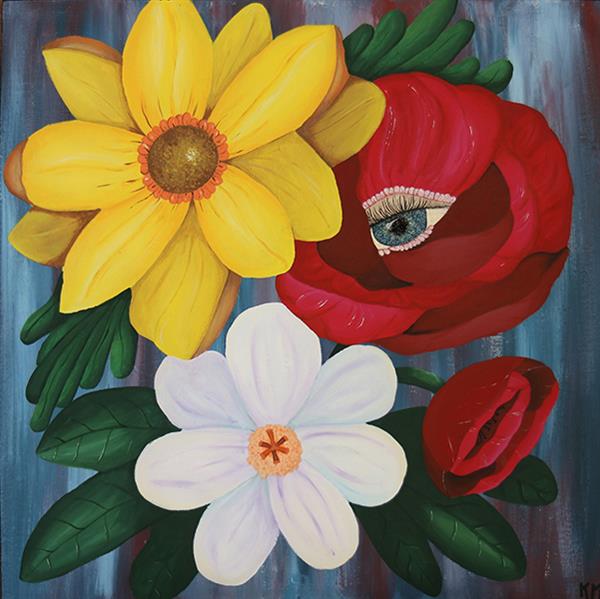 acrylic painting of large flowers
